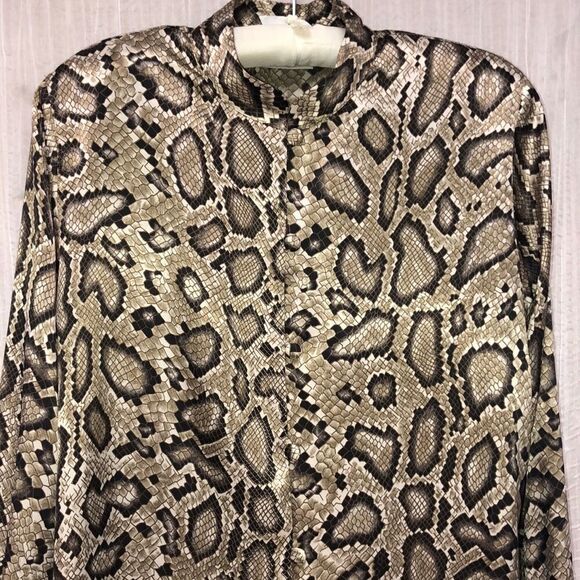 Vintage XL Christie & Jill Snake Skin Long Sleeve Blouse - Picture 3 of 16